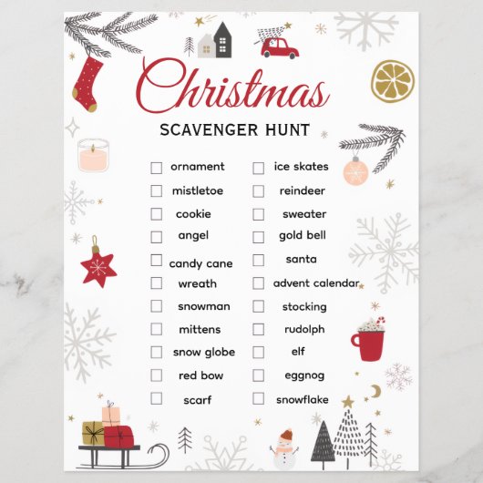 Kerst Schatzoeken Checklist Kunst Flyer (Voorkant)