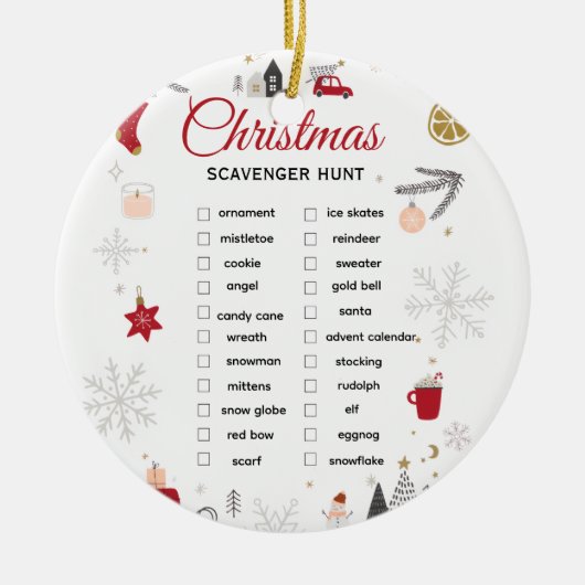 Kerst Schatzoeken Checklist Kunst Keramisch Ornament (Voorkant)