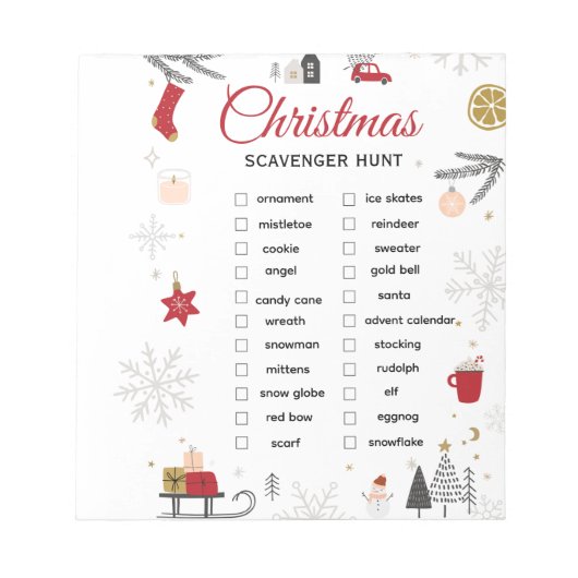 Kerst Schatzoeken Checklist Kunst Notitieblok (Voorkant)