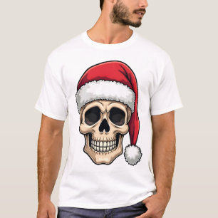 Kerst Schedel Grappige Kerstman XMES Mannen Vrouwe T-shirt
