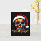 Kerst Schedel Kerstman Hoed Blok Stenen Master Bou Kaart (Gele Bloem)