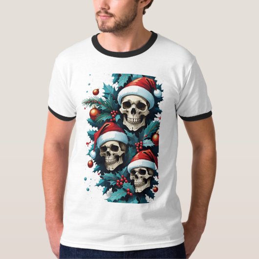 Kerst schedels en Holly T-shirt (Voorkant)