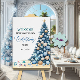 Kerst Schelpen Boom Strandfeest Welkom Poster