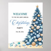 Kerst Schelpen Boom Strandfeest Welkom Poster (Voorkant)