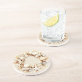 Kerst Schelpen Parels Zeester Zeewier Gras Zandsteen Onderzetter (Zijkant)