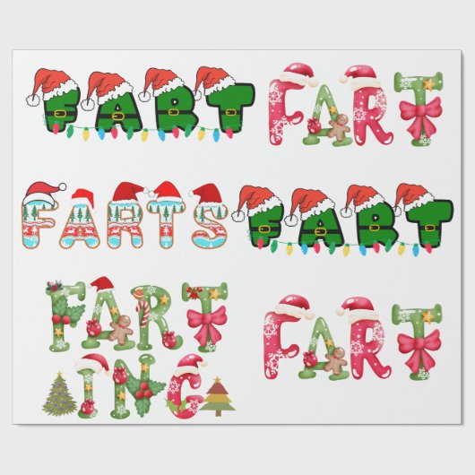 Kerst scheten scheten Humor Cadeaupapier (Vlak)