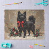 Kerst Schipperke Hond met een Rode Boog Decoupage Tissuepapier (Craft)