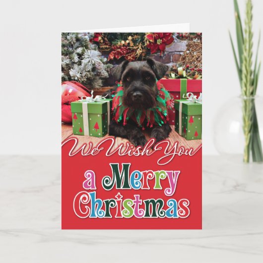 Kerst - Schnauzer Mix - Bentley Feestdagen Kaart (Voorkant)