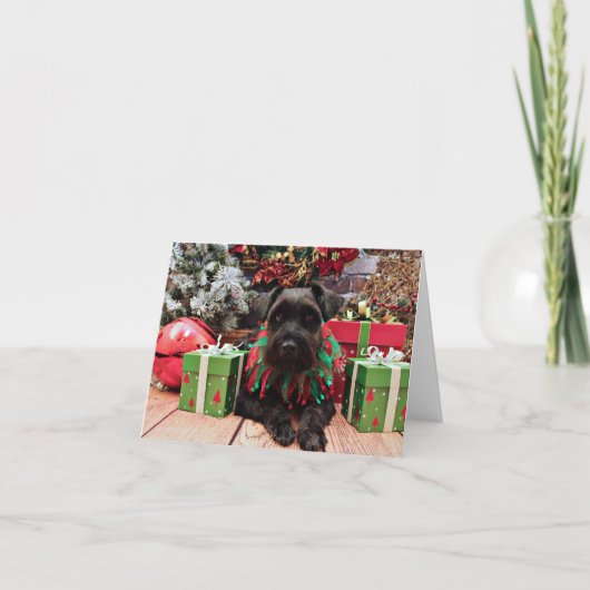 Kerst - Schnauzer Mix - Bentley Feestdagen Kaart (Voorkant)
