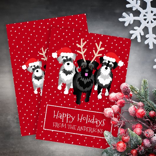 Kerst Schnauzers Flat Vakantie Kaart