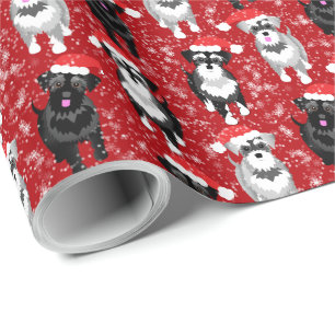 Kerst Schnauzers in de sneeuw aangepaste kleur Cadeaupapier