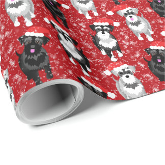 Kerst Schnauzers in de sneeuw aangepaste kleur Cadeaupapier