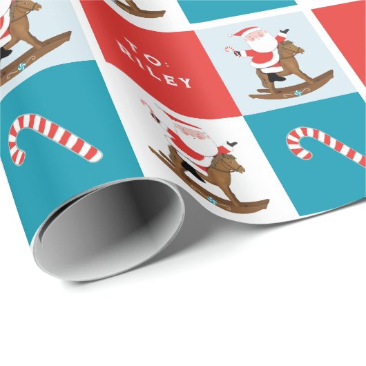 Kerst Schommelpaard Cadeaupapier (Rol Hoek)
