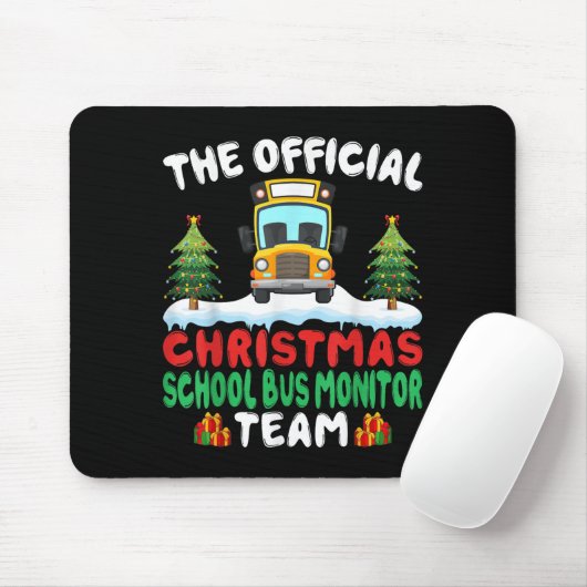 Kerst Schoolbus Monitor Team - Schoolbus Monitor Muismat (Met muis)