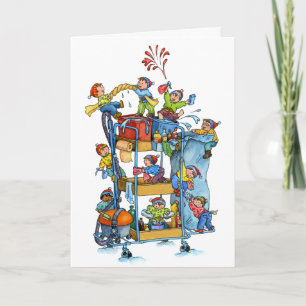 Kerst schoonmaak service trolley Wenskaart Feestdagen Kaart
