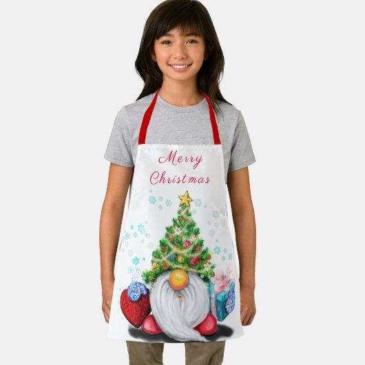 Kerst Schort Happy Gnome met Cadeaus (Insitu)