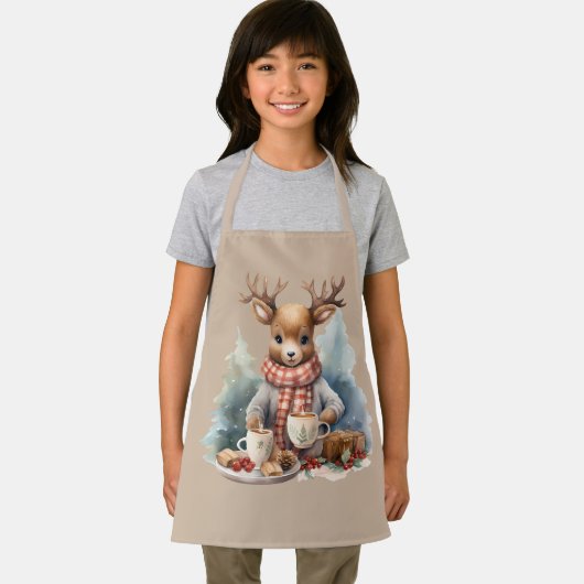 Kerst schort hertenillustratie rustiek (Insitu)