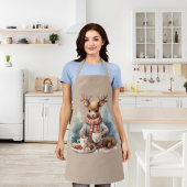 Kerst schort hertenillustratie rustiek