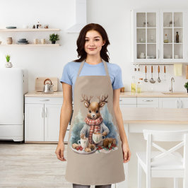 Kerst schort hertenillustratie rustiek