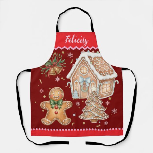 Kerst Schort,  peperkoek man, huis Schort (Voorkant)