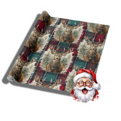 Kerst Schots Tartan denim blauw Rendier Cadeaupapier