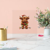 Kerst Schotse Highland Koe Classic T-shirt Acryl Bord (Huwelijk)