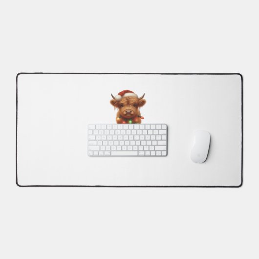 Kerst Schotse Highland Koe Classic T-shirt Bureaumat (Keyboard & Muis)