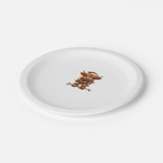 Kerst Schotse Highland Koe Classic T-shirt Papieren Bordje (Gekanteld)