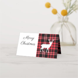 Kerst Schotse Rode Tartan Plaid Patroon Hert Plaatskaartje