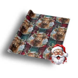 Kerst Schotse Tartan denim blauw Highlander Cadeaupapier