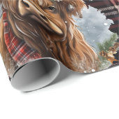 Kerst Schotse Tartan donkerrode Highlander Koe Cadeaupapier (Rol Hoek)