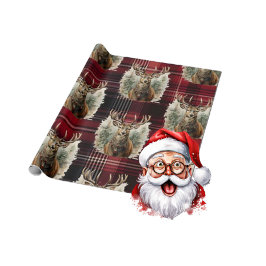 Kerst Schotse Tartan donkerrode rendieren Cadeaupapier