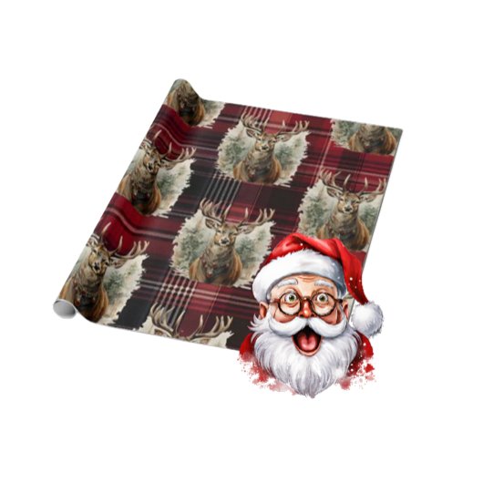 Kerst Schotse Tartan donkerrode rendieren Cadeaupapier