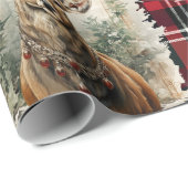 Kerst Schotse Tartan groen rood rendier Cadeaupapier (Rol Hoek)