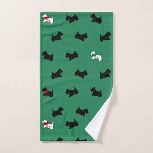 Kerst Schotse Terrier Badkamer Handdoek Set (Handdoek)