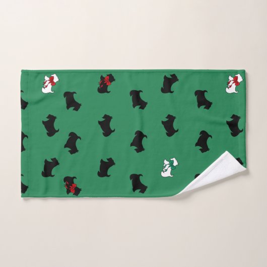 Kerst Schotse Terrier Badkamer Handdoek Set (Handdoek)