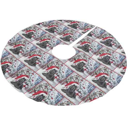 Kerst Schotse Terriër met Santa Hat Kerstboom Rok (Gekanteld)