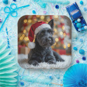 Kerst Schotse Terriër op bont Papieren Bordje (Feest)