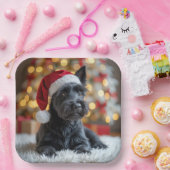 Kerst Schotse Terriër op bont Papieren Bordje (Feest)