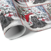 Kerst Schotse Terriër op een wit tapijt Cadeaupapier (Rol Hoek)