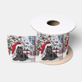 Kerst Schotse Terriër op een wit tapijt Satijnen Lint