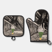 Kerst Schreeuw Donkere Humor Grappig Existentieel Ovenwant & Pannenlap Set (Voorkant)