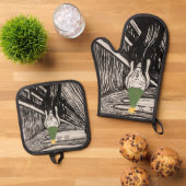 Kerst Schreeuw Donkere Humor Grappig Existentieel Ovenwant & Pannenlap Set (Top down)