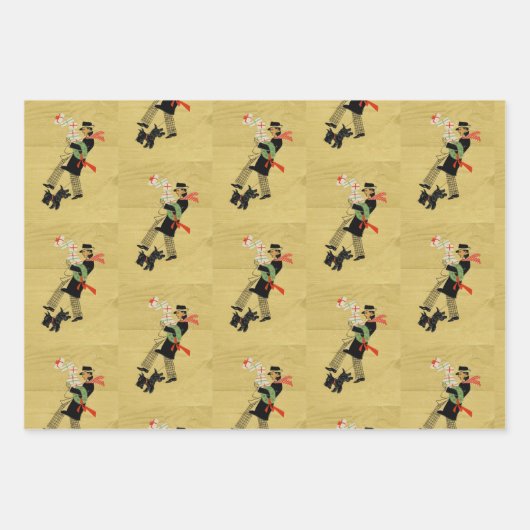 Kerst Scottie Dogs Pattern Inpakpapier Vel (Voorkant 3)