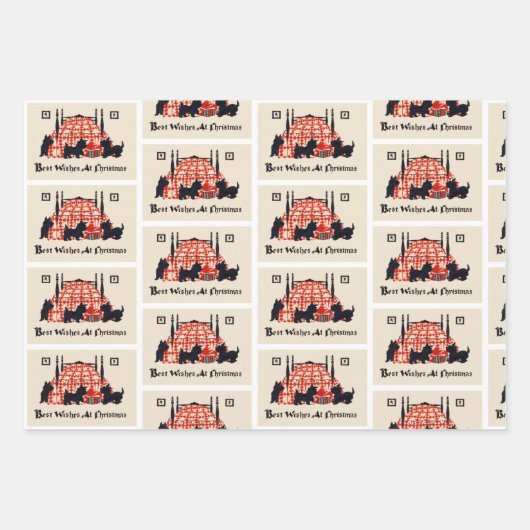 Kerst  Scottie Dogs Pattern Inpakpapier Vel (Voorkant 2)