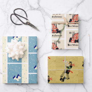 Kerst  Scottie Dogs Pattern Inpakpapier Vel