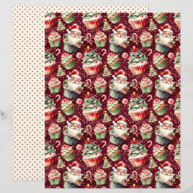 Kerst Scrapbook Papier Vintage (Voorkant / Achterkant)