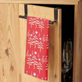 Kerst scribbelboom + ster herhaling rood theedoek