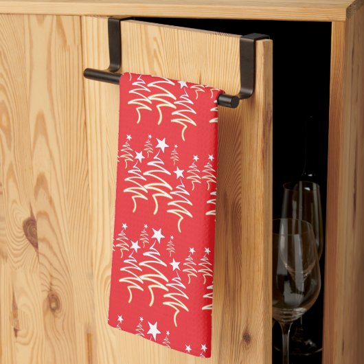Kerst scribbelboom + ster herhaling rood theedoek (Derde Gevouwen)