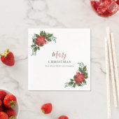 Kerst Script Botanische Waterverf Feestdagen Servet (Insitu)